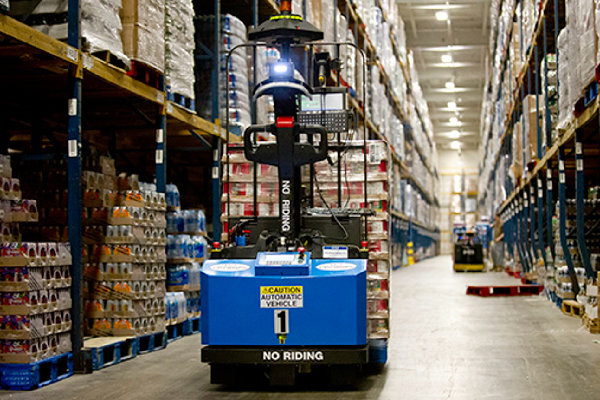 A picture representing a battery operated warehouse loader car
